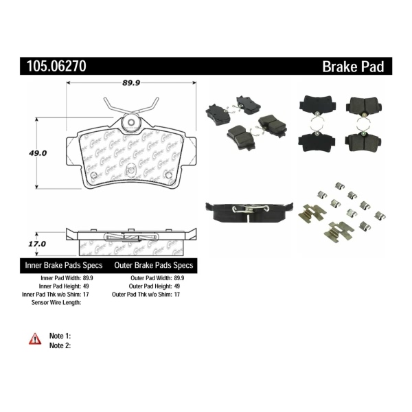 Centric Posi Quiet™ Ceramic Rear Disc Brake Pads 105.06270