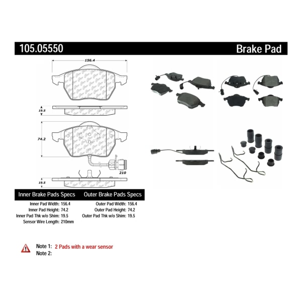 Centric Posi Quiet™ Ceramic Front Disc Brake Pads 105.05550