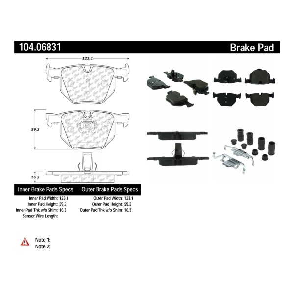 Centric Posi Quiet™ Semi-Metallic Rear Disc Brake Pads 104.06831