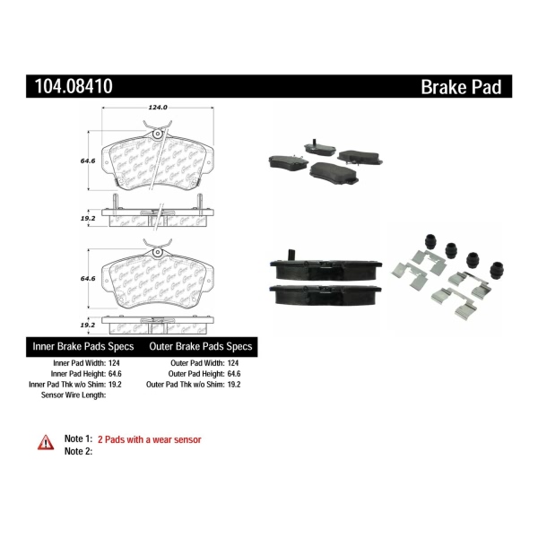 Centric Posi Quiet™ Semi-Metallic Front Disc Brake Pads 104.08410