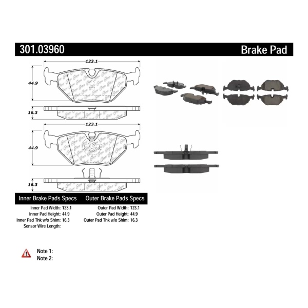 Centric Premium Ceramic Rear Disc Brake Pads 301.03960