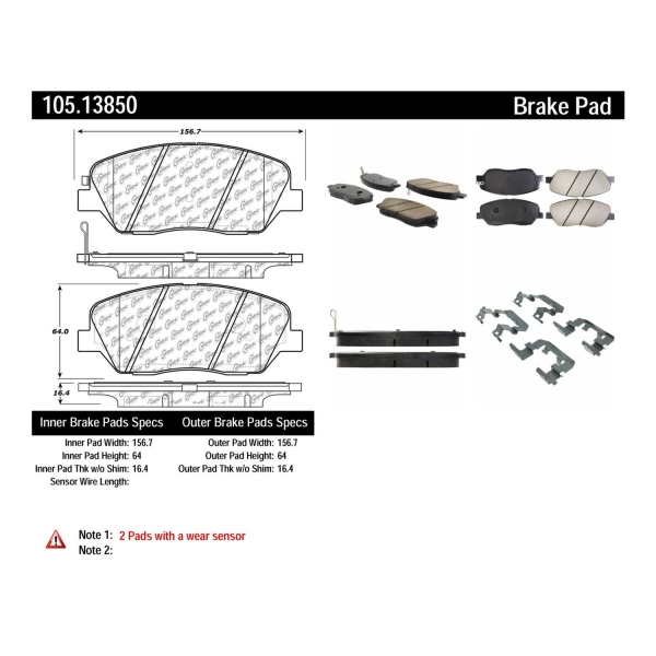 Centric Posi Quiet™ Ceramic Front Disc Brake Pads 105.13850