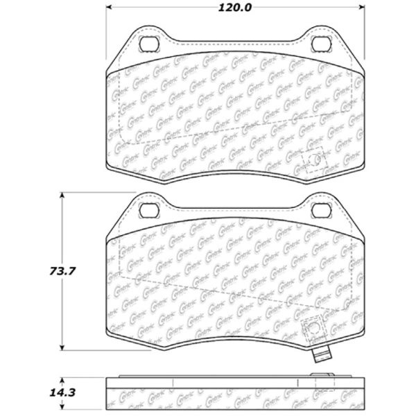 Centric Posi Quiet™ Semi-Metallic Front Disc Brake Pads 104.09601