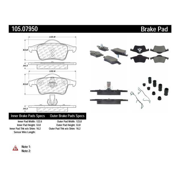 Centric Posi Quiet™ Ceramic Rear Disc Brake Pads 105.07950