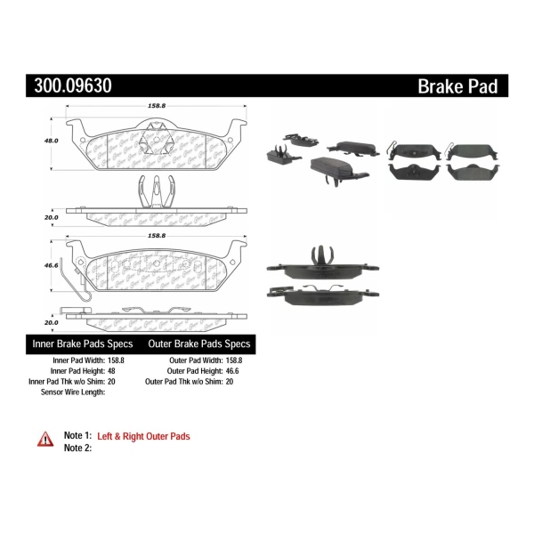 Centric Premium Semi-Metallic Rear Disc Brake Pads 300.09630