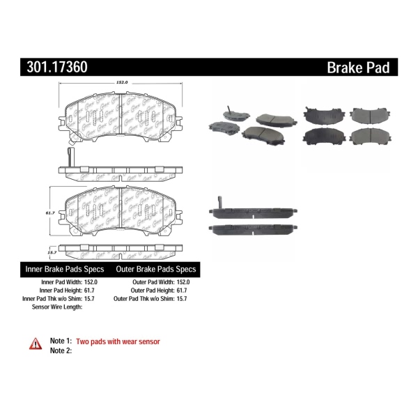 Centric Premium Ceramic Front Disc Brake Pads 301.17360