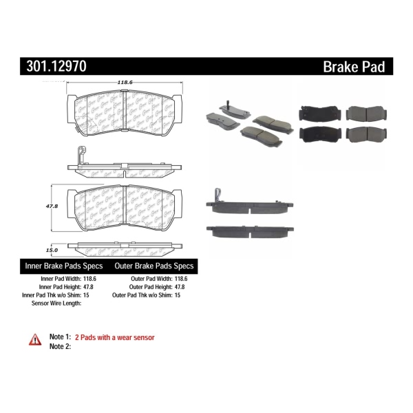 Centric Premium Ceramic Rear Disc Brake Pads 301.12970