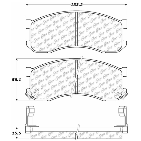 Centric Premium™ Semi-Metallic Brake Pads With Shims And Hardware 300.04280