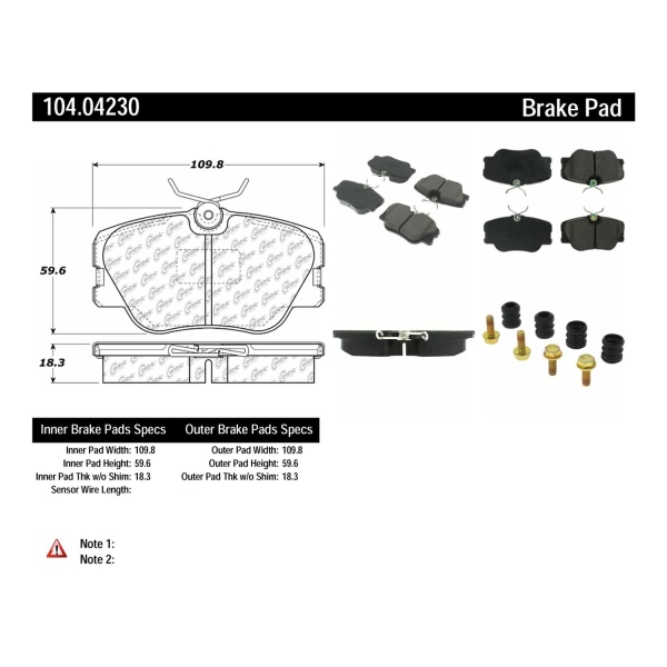 Centric Posi Quiet™ Semi-Metallic Front Disc Brake Pads 104.04230
