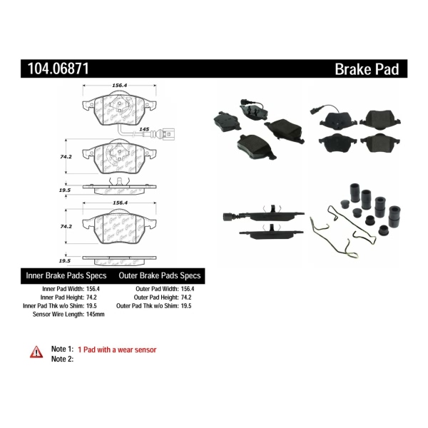 Centric Posi Quiet™ Semi-Metallic Front Disc Brake Pads 104.06871