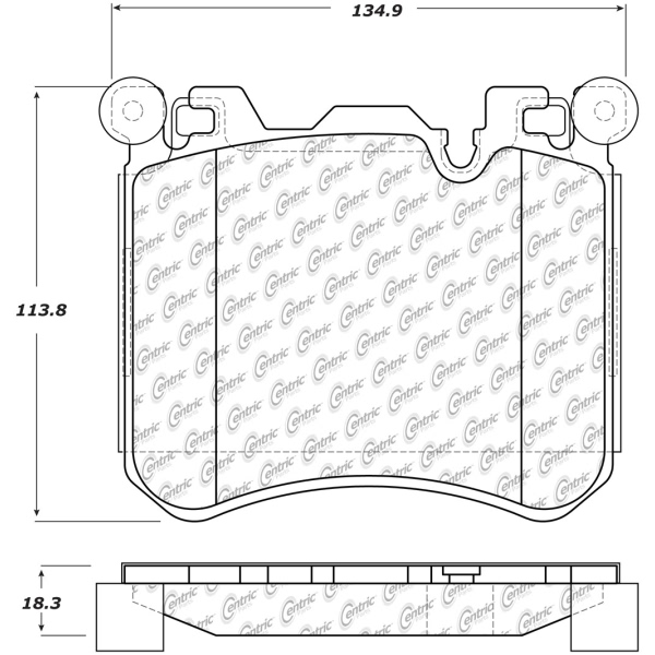 Centric Posi Quiet™ Semi-Metallic Front Disc Brake Pads 104.14290