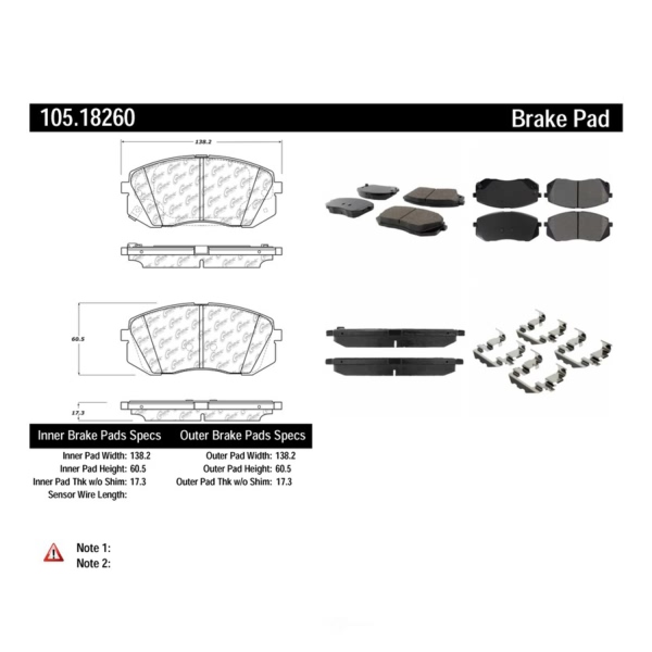 Centric Posi Quiet™ Ceramic Front Disc Brake Pads 105.18260
