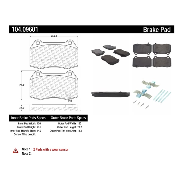 Centric Posi Quiet™ Semi-Metallic Front Disc Brake Pads 104.09601