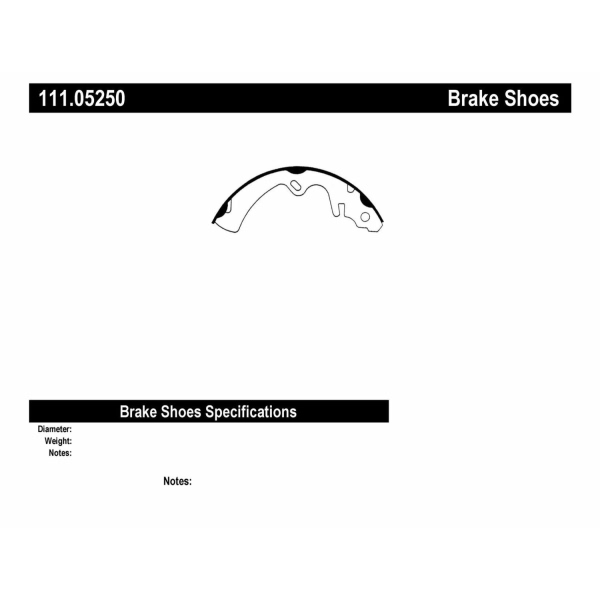 Centric Premium Rear Drum Brake Shoes 111.05250