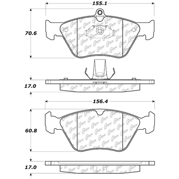 Centric Posi Quiet™ Semi-Metallic Front Disc Brake Pads 104.06440