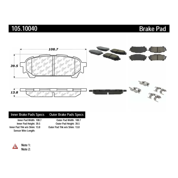 Centric Posi Quiet™ Ceramic Rear Disc Brake Pads 105.10040