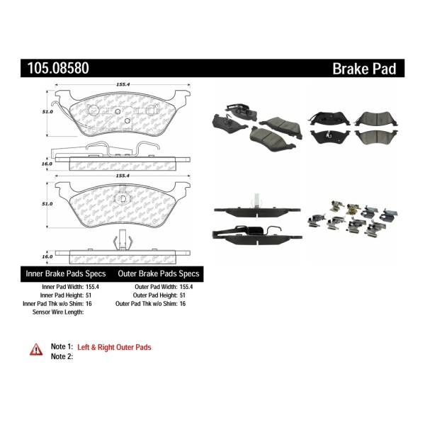 Centric Posi Quiet™ Ceramic Rear Disc Brake Pads 105.08580