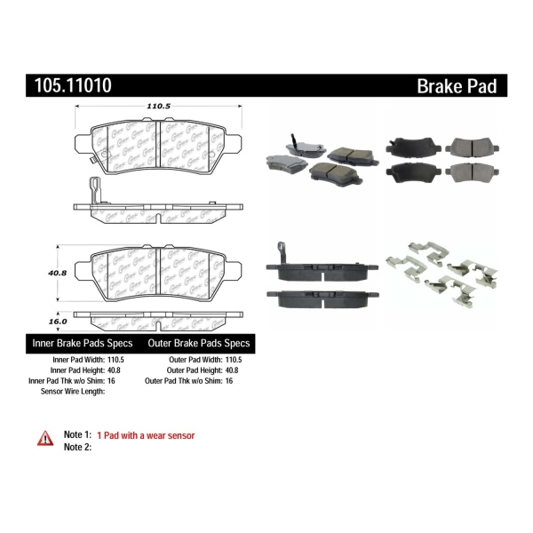 Centric Posi Quiet™ Ceramic Rear Disc Brake Pads 105.11010