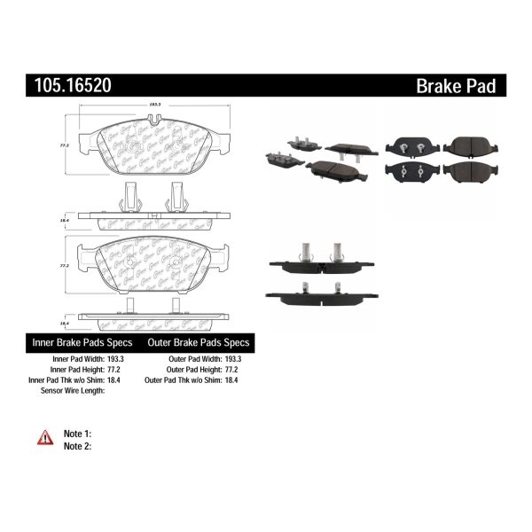 Centric Posi Quiet™ Ceramic Front Disc Brake Pads 105.16520