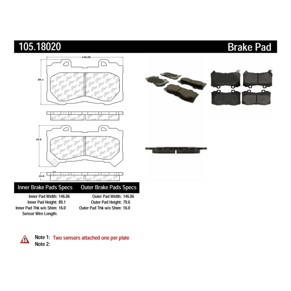 Centric Posi Quiet™ Ceramic Front Disc Brake Pads 105.18020