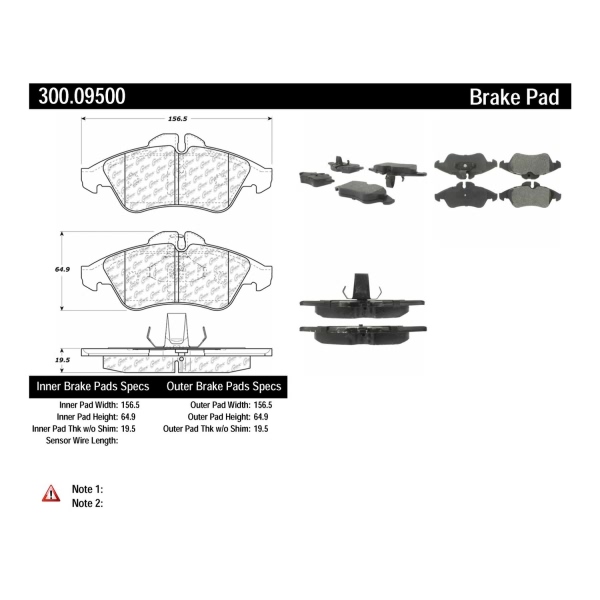 Centric Premium Semi-Metallic Front Disc Brake Pads 300.09500