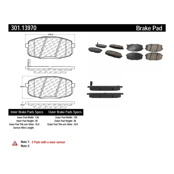 Centric Premium™ Ceramic Brake Pads With Shims And Hardware 301.13970