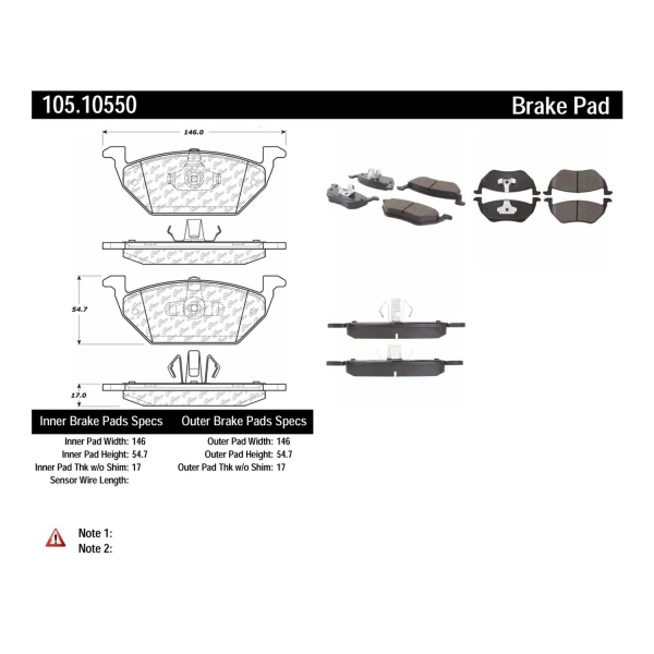 Centric Posi Quiet™ Ceramic Rear Disc Brake Pads 105.10550