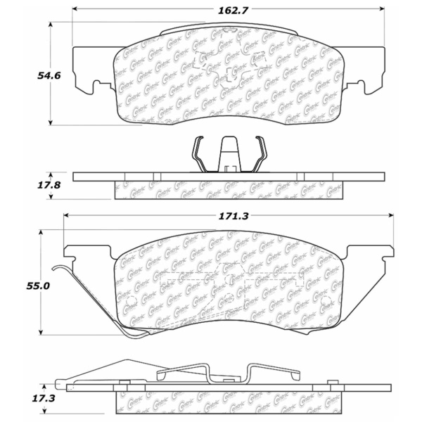 Centric Premium Semi-Metallic Front Disc Brake Pads 300.03440