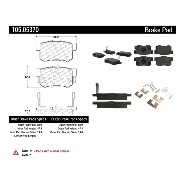 Centric Posi Quiet™ Ceramic Front Disc Brake Pads 105.05370