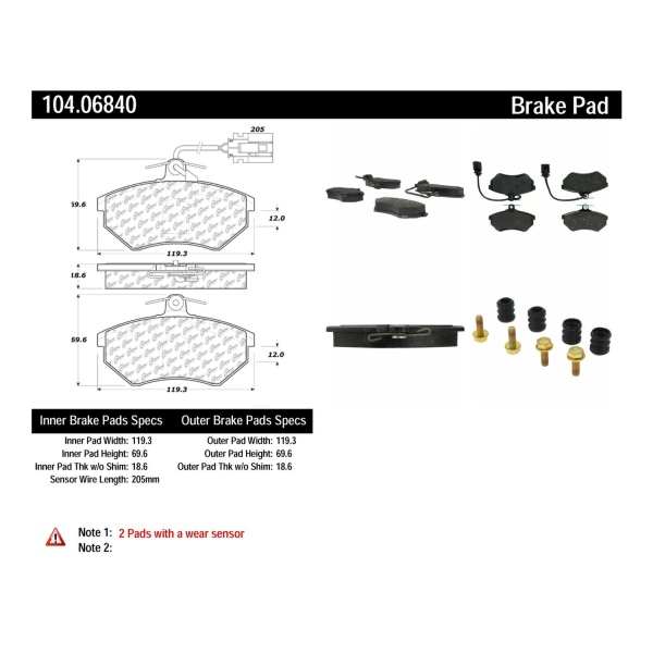 Centric Posi Quiet™ Semi-Metallic Front Disc Brake Pads 104.06840