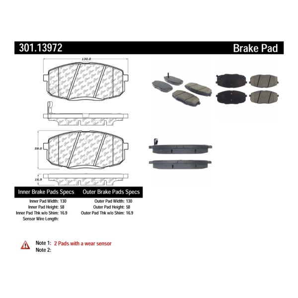 Centric Premium Ceramic Front Disc Brake Pads 301.13972