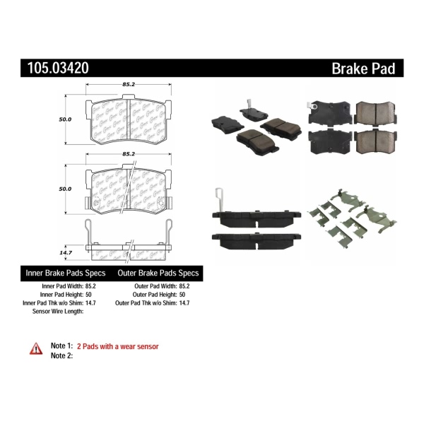Centric Posi Quiet™ Ceramic Rear Disc Brake Pads 105.03420