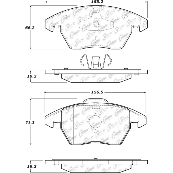 Centric Premium Ceramic Front Disc Brake Pads 301.11072