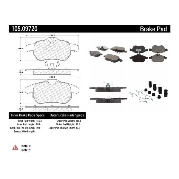 Centric Posi Quiet™ Ceramic Front Disc Brake Pads 105.09720