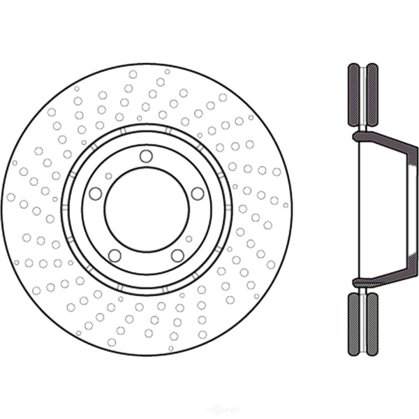 Centric SportStop Drilled 1-Piece Front Driver Side Brake Rotor 128.37072