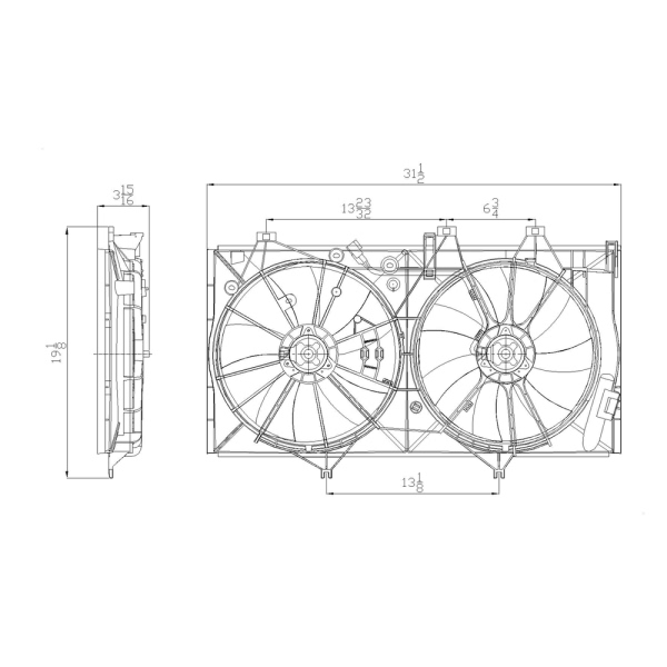 TYC Dual Radiator And Condenser Fan Assembly 622760