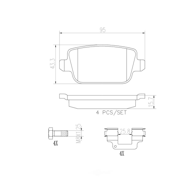 brembo Premium Ceramic Rear Disc Brake Pads P44016N