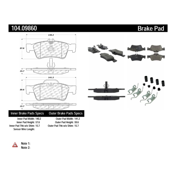 Centric Posi Quiet™ Semi-Metallic Rear Disc Brake Pads 104.09860
