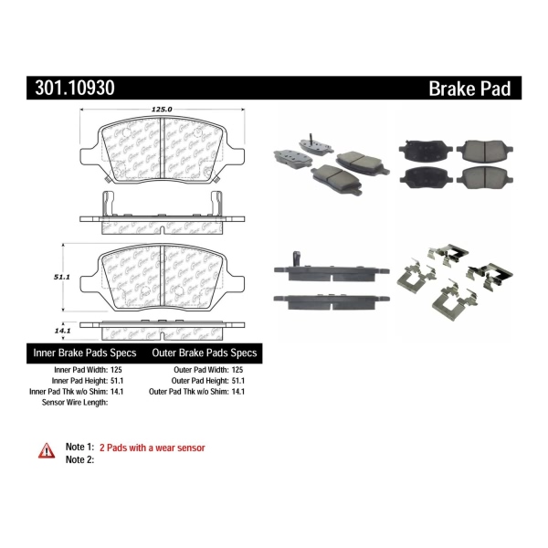 Centric Premium Ceramic Rear Disc Brake Pads 301.10930