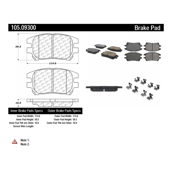 Centric Posi Quiet™ Ceramic Front Disc Brake Pads 105.09300