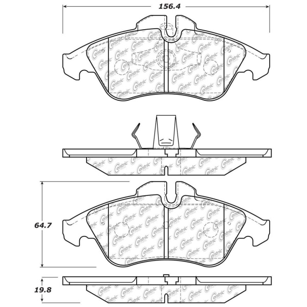 Centric Posi Quiet™ Extended Wear Semi-Metallic Front Disc Brake Pads 106.11770