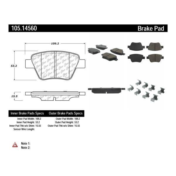 Centric Posi Quiet™ Ceramic Rear Disc Brake Pads 105.14560