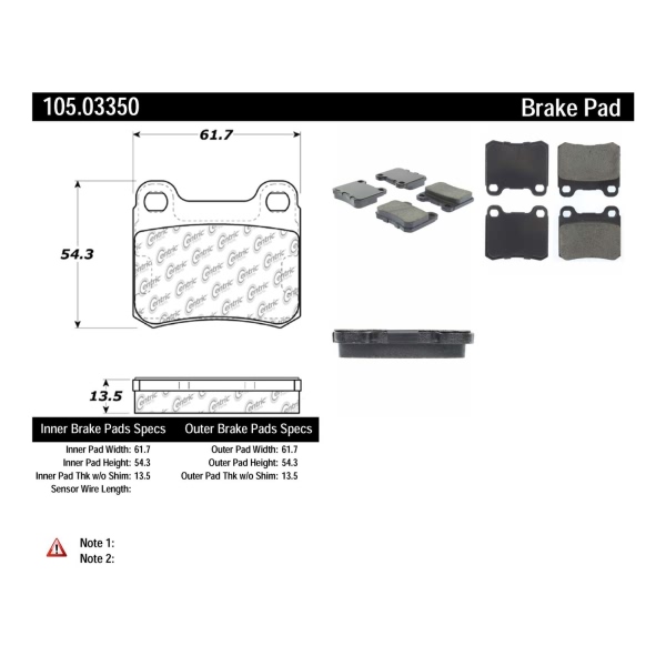 Centric Posi Quiet™ Ceramic Rear Disc Brake Pads 105.03350