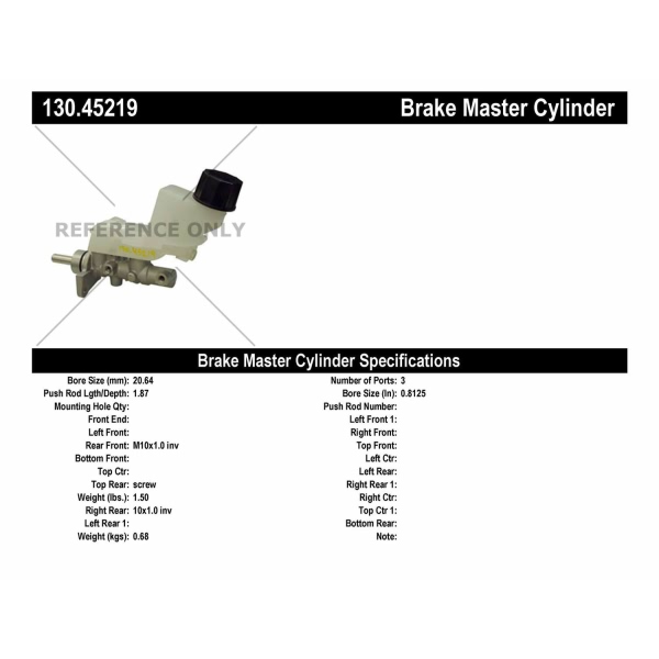 Centric Premium Brake Master Cylinder 130.45219