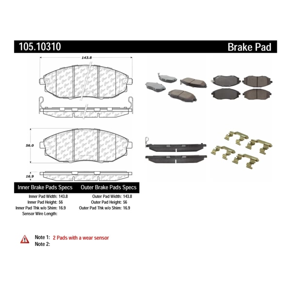 Centric Posi Quiet™ Ceramic Front Disc Brake Pads 105.10310