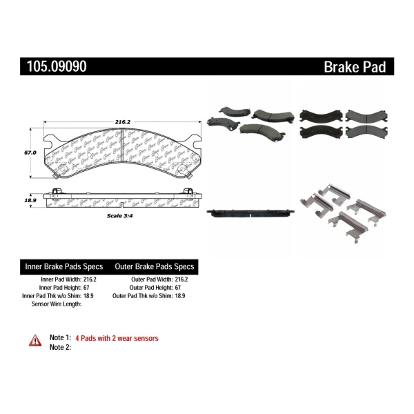 Centric Posi Quiet™ Ceramic Rear Disc Brake Pads 105.09090