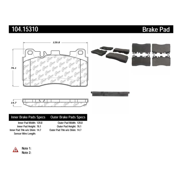 Centric Posi Quiet™ Semi-Metallic Rear Disc Brake Pads 104.15310