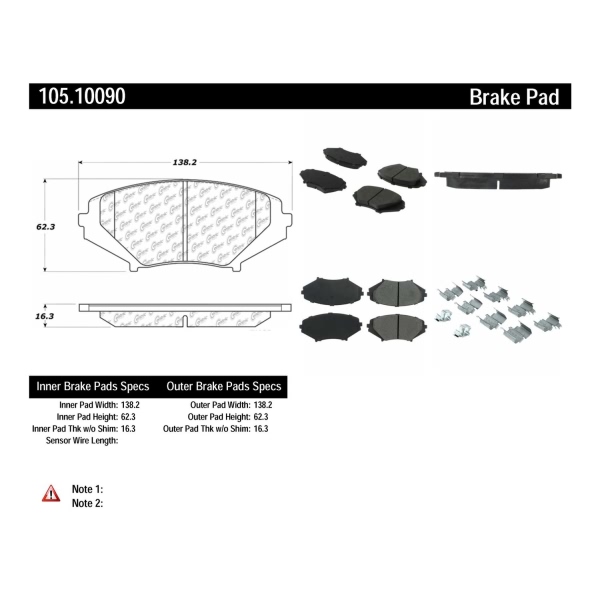 Centric Posi Quiet™ Ceramic Front Disc Brake Pads 105.10090