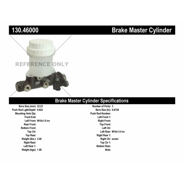 Centric Premium Brake Master Cylinder 130.46000