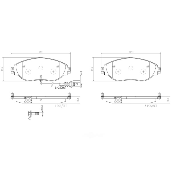 brembo Premium Ceramic Front Disc Brake Pads P85131N